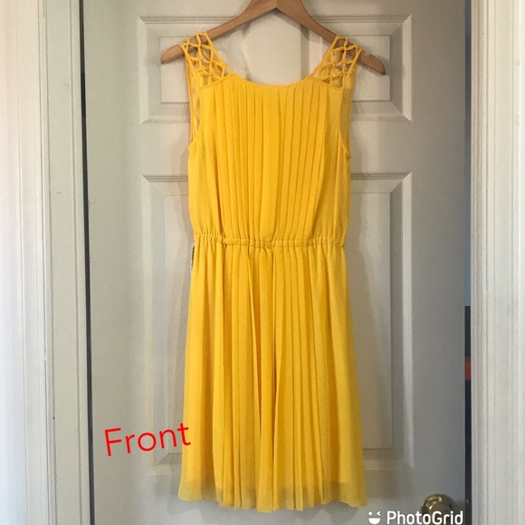 Used Pleated Sheath Dress Yellow - Picture 3 of 8